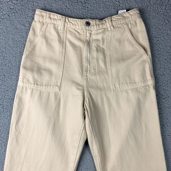 zara high waist wide leg pants Women’s XL (32 Waist)‎ cream 8197/215 New Office - Picture 2 of 16